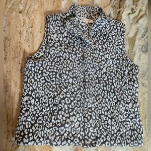 XLJones New York Sport Leopard Print Sleeveless Vest Gray/wht Sz XL